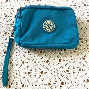 Zhuoku Nylon Wrist Bag Clutch with Strap 3- Pocket Unisex Teal Blue Travel Bag